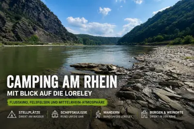 Camping direkt am Rhein mit Blick auf die Loreley